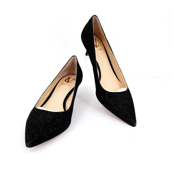 Vince Camuto Signature VI - Opry Kitten Heel Black Glitter Pumps size 9.5M - Picture 2 of 14